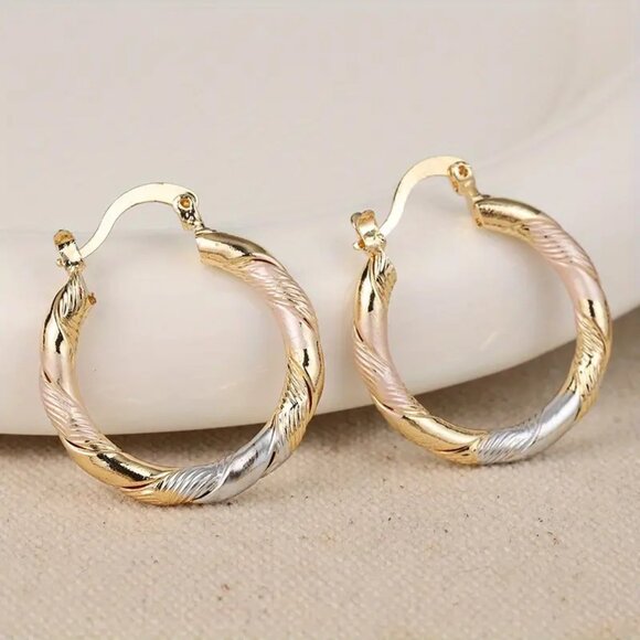 Two Tone Hoop Earrings - Picture 3 of 4